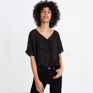 Madewell Rhyme Top Black Copper in Metallic Dot Size Small